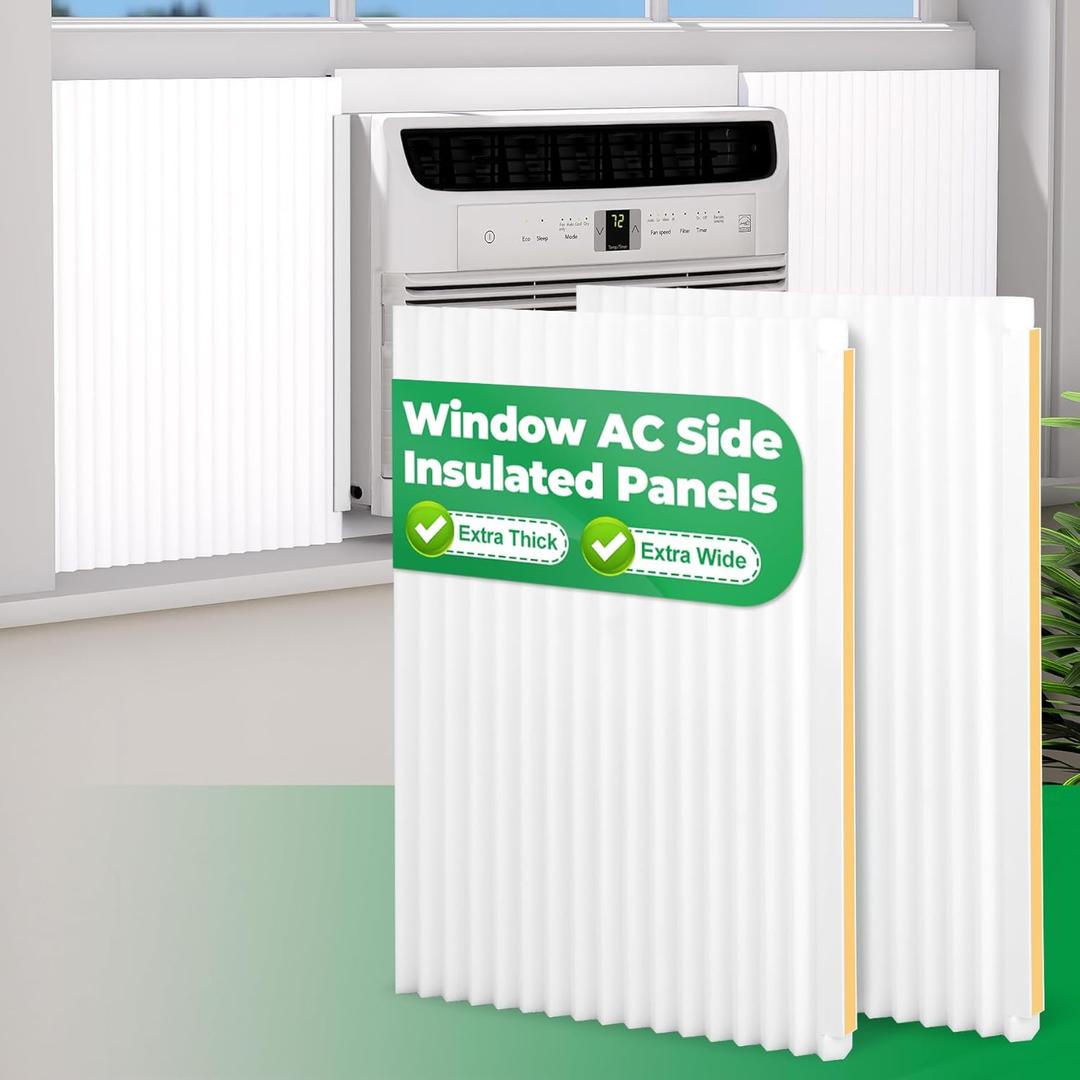 Forestchill Window Air Conditioner Side Panels, 17" H x 12" W x 1" T Surround Insulation Extra Wide Foam Panels for Window AC Units Cover Large Window, White, 2 Pack