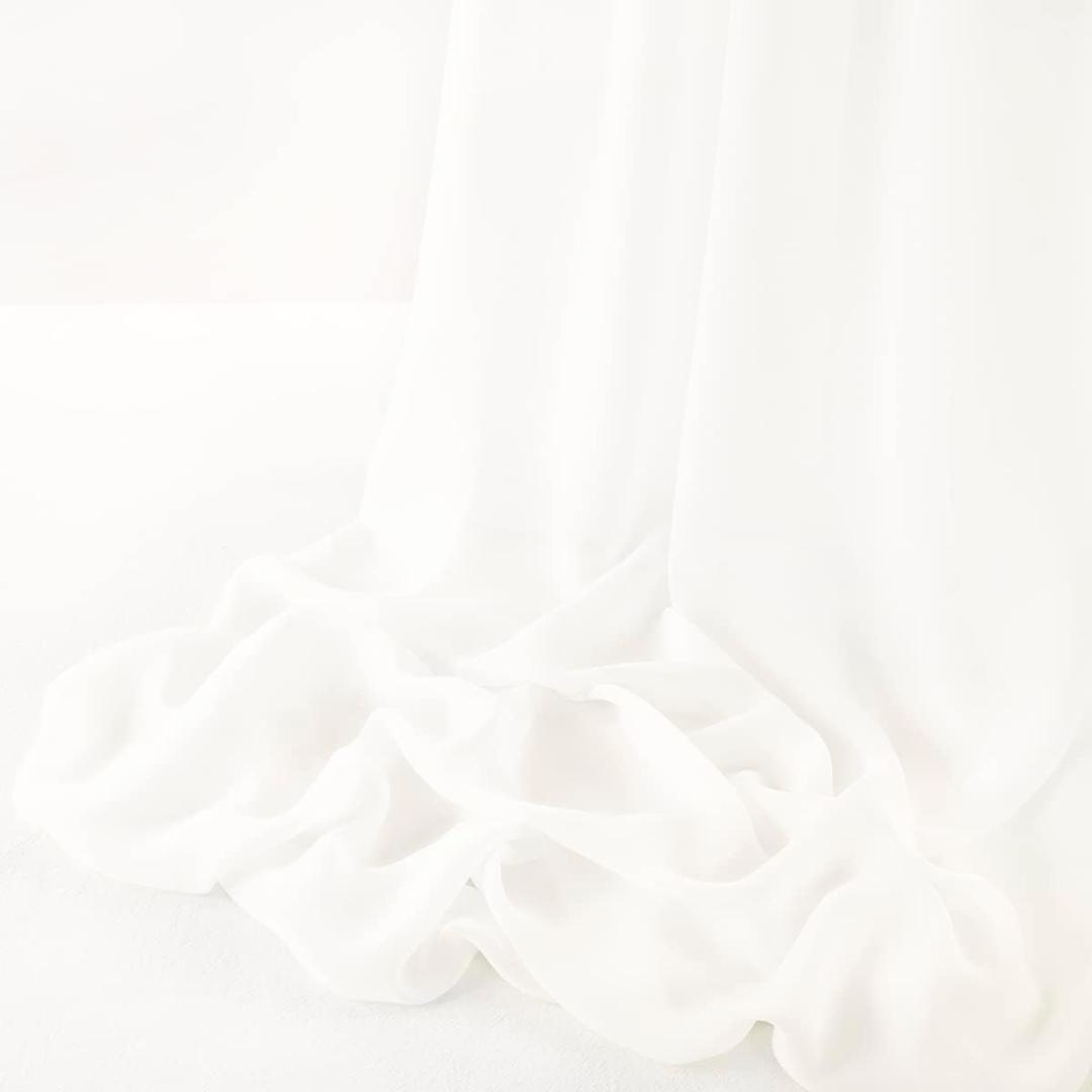 MLMW Ivory Chiffon Fabric Sheer Fabric by the Yard 10 Yards 60" Wide Wedding Arch Draping Fabric Sheer Fabric for Party Backdrop Curtain Arch Ceiling Decor