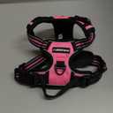 rabbitgoo Dog Harness No Pull with 2 Leash Clips, Adjustable Soft Padded, Reflective Oxford No Choke Pet Vest with Easy Control Handle for Large Dogs, Black & Hot Pink, M