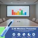 QUI Presentation Clicker for PowerPoint, RF 2.4GHz USB Wireless Presenter Remote with Volume Control, PowerPoint Clicker Slide Advancer for Mac, Windows, Laptop, Keynote, Blue