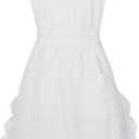 Tosewever Waist Aprons for Women with Pockets, Waitress Costume Apron for Party Cooking Kitchen (White)