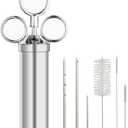 Brigii Meat Injector Syringe, 2oz Turkey Injector Seasoning, 304-Stainless Steel Seasoning Injector with 3 Marinade Needles and 3 Cleaning Brushes for Smoked BBQ Grilling