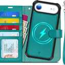 TUCCH Detachable Case Wallet for iPhone Air (6.5") 2025, Wrist Strap | 4 Card Slots RFID Blocking | Wireless Charging | Stand | 2-in-1 Magnetic | PU Leather | Shockproof Folio Cover | Cyan