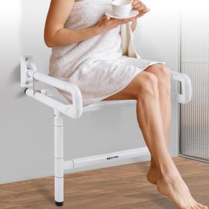 NEWTRY 21 Folding Shower Seat Wall Mounted(Fixed Height), 660lb Fold Down Shower Seat (Requires Drilling), Foldable Shower Chair for Home Care, for Bathroom Inside Shower