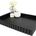 YMXYJM-Scalloped Coffee Table TrayOttoman Tray for Modern Home Decor. 14" Decorative Tray for Entryway Table Decor, Living Room Table Decor, Coffee Table Centerpiece - Black Resin