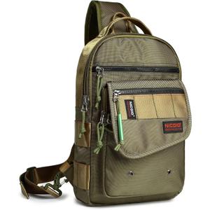 NICGID Sling Bags, Chest Shoulder Backpacks Crossbody Purse Outdoor Chest Bag Travel Backpack for Men Women (Army Green-385)