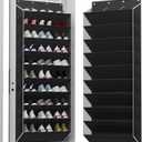 10-Tier Large Size Over The Door Shoe Organizer, Holds 30 Pairs Hanging Shoe Rack with Deep Pockets for Closet, Space-Saving Storage for Sneakers, Boots (Black)