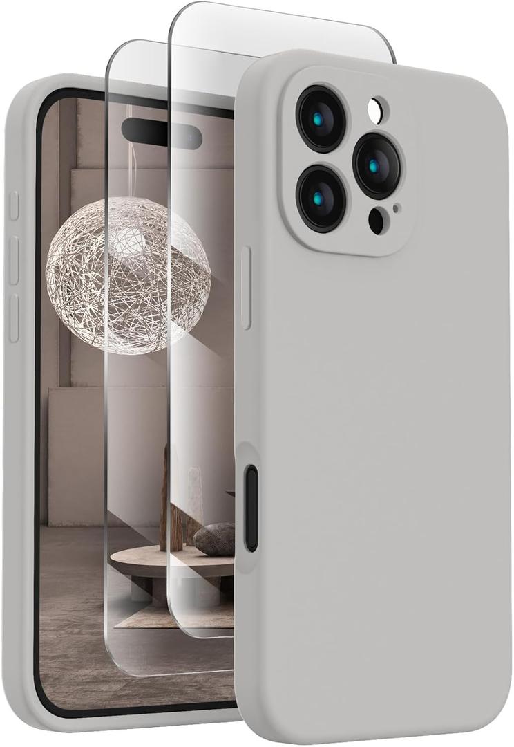 FireNova Designed for iPhone 16 Pro Case, Silicone Upgraded [Camera Protection] Phone Case, Soft Anti-Scratch Microfiber Lining Inside, 2024, Natural Titanium