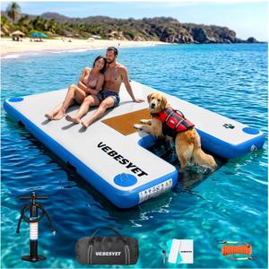 Inflatable Floating Dock for Adults & Dogs, 6-Inch Platform
