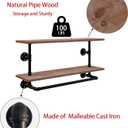 Clothes Rack 36in, 2 Tier Wall Mounted Garment Rack with Real Wood Shelf, Heavy Duty Hanging Clothes Rack, Multi-Purpose Hanging Rod, Space-Saving Closet Storage