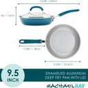 Rachael Ray Create Delicious Deep Nonstick Frying Pan / Fry Pan / Skillet with Lid - 9.5 Inch, Blue (Teal Shimmer)