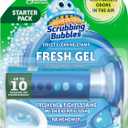 Scrubbing Bubbles Fresh Gel Toilet Bowl Cleaning Stamps, Helps Keep Toilet Clean and Helps Prevent Limescale & Rings, Rainshower Scent, 1 Dispenser with 6 Fresh Gel Stamps (1.34 Ounce (Pack of 1))