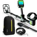 Metal Detector for Adults Waterproof - 2000Amh Chargeable Professional Cordless Gold Detector with LCD Display, Retractable Foldable Higher Accuracy Metal Detector with 10" IP68 Coil - Green