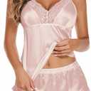 Avidlove Satin Pajamas Set Womens Lace Sleepwear Sexy Lingerie Cami Shorts Set S-XXL (Medium, Champagne)