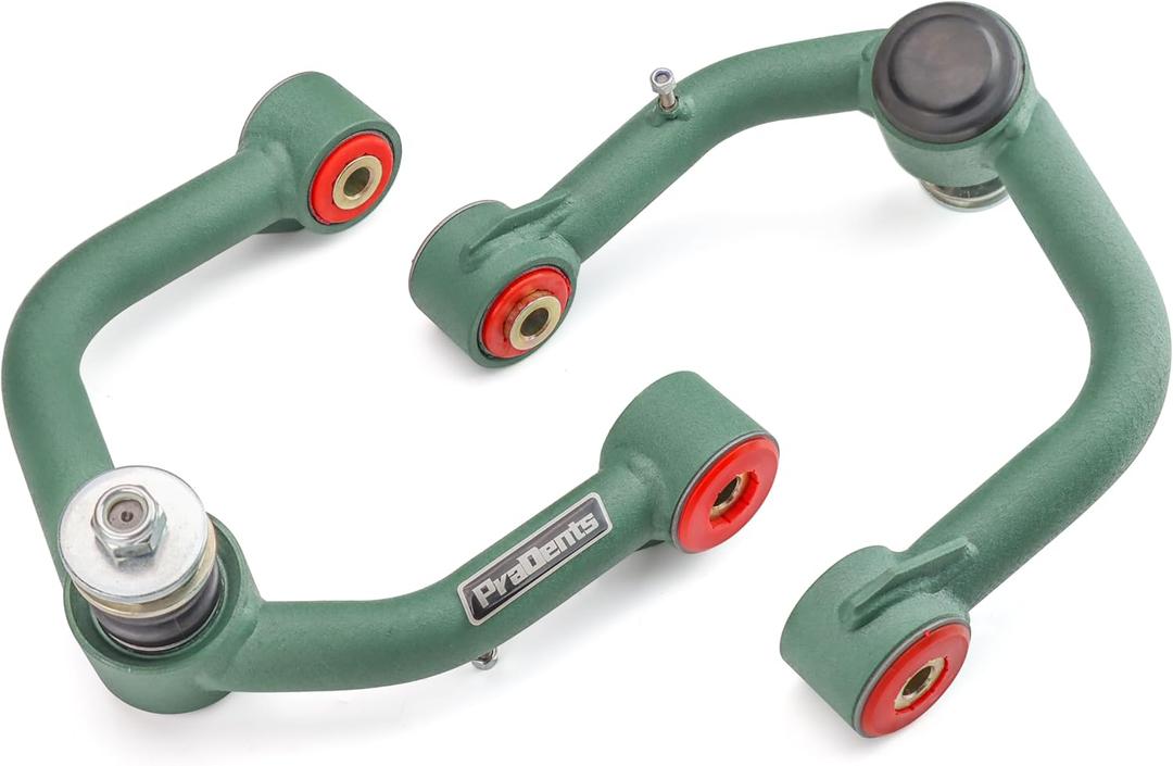 Front Upper Control Arms for 2000-2006 Toyota Tundra, 2001-2007 Toyota Sequoia, 2-4" Lift Suspension Tubular Arms with Ball Joint, Replacement OEM Factory Suspension Arms, Wrinkle Green