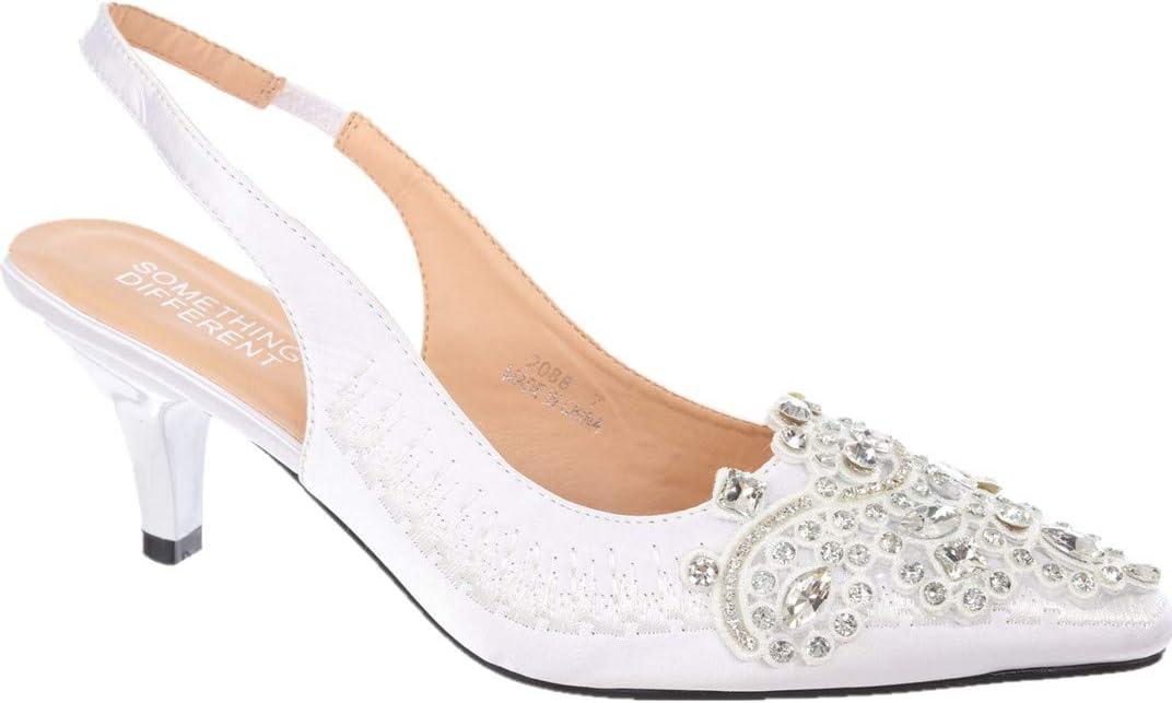 SIMPLY COUTURE Women's Low Heel Closed Toe Slingback Pumps Bowknot Comfortable Dress Shoes (10)