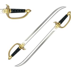 Set of Two 30-Inch Foam Pirate Cutlass Swords - Perfect for Cosplay, Roleplaying, and Halloween Costume Props. Safe and Durable Training Swords for Kids and Adults (2)
