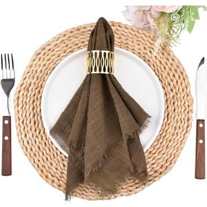 Wnvivi 20Pack Home Cloth Napkins,16.5 x 16.5 Inch,Washable Cotton Cloth Dinner Napkin,Rustic Boho Table Napkins for Home Wedding Event Decor(Brown)