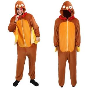 nezababycos Adult Turkey Onesie Costume Turkey Pajamas Outfit Funny Animal Suit for Women Men Thanksgiving Halloween XL