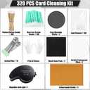 Coitak 320 Pcs Card Cleaning Kit, Trading Card Flattening Kit Include Acrylic Discs Magnifying Implement Card Films Card Mats Cotton Swabs Suede Cloths Spring Clips Gloves
