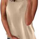 Biucly 2025 Womens Summer Crewneck Sleeveless Basic Tank Tops Casual Camisole Shirts Cute Tops Loose Fit Small