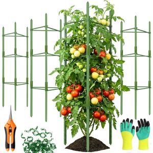 EWPJDK 6-Pack Tomato Cage for Garden Plant Support 48 INCH Garden Stakes Adjustable Tomato Cage for Climbing Plants Pots Vegetables Flowers Fruits (6, 48 Inches)