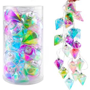 Amooca Christmas Balls Ornaments Hanging Garland Decorations with LED Lights 20pc 12.2ft for Window Wall Stair Railing Xmas Tree Holiday Party Home Decor with Timer Colorful Rainbow Pyramid Balls
