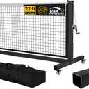 Pro Pickleball Net - 22ft Tournament-Grade, Heavy Duty Steel Frame, 30-ply Sturdy Net, Hand Winch System, Universal Wheels, 600D Carrying Bag, Perfect for Indoor & Outdoor Use, Black/Yellow, 22ft x 34"