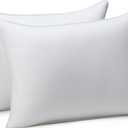 Amazon Basics Down Alternative Pillows for Stomach and Back Sleepers, Soft Density, Standard Size. White, 2-Pack