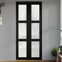 3-Lite 78" Frosted Glass Bi-fold Doors with Installation Hardware Kit for 80" Door Opening Height