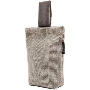 McAlister Textiles Unfilled Herringbone Charcoal Grey Doorstop Decorative Fabric Doorstopper for All Doors Machine Washable 8x7 Inches