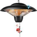 Danluke Outdoor Electric Patio Heater, 1500W Infrared Hanging Heater, Ceiling Mounted Carbon Fiber Heater for Patio, Porch, Garage and Balcony, Black