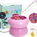 Xmada Electric Bead Spinner - Bead Spinner with 2PC Beading Needles and Seed Beads, Waist Beads Kit, Bead Spinner for Jewelry Making, Electric | Speed Adjustment Beading Tools (Pink)