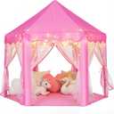 wilwolfer Princess Castle Play Tent for Girls Large Kids Play Tents Hexagon Playhouse with Star Lights Toys for Children Indoor Games (Pink)