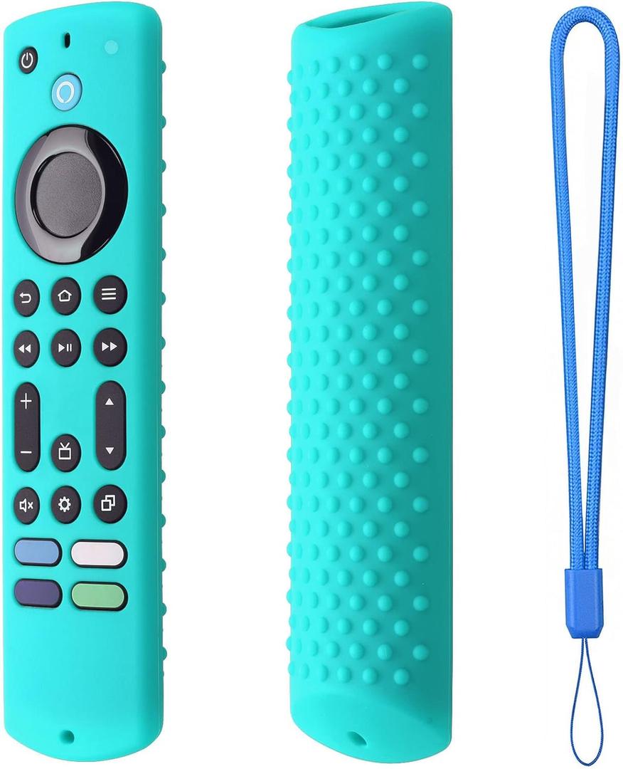 6.2 Inch Silicone Cover for 2023 Fire TV Stick 4K Max 2nd/Fir TV Omni Series/FireTV 4-Series Remote,Toshiba/Insignia FirTV Remote Cover with Lanyard(Mint)