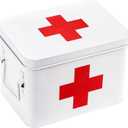 WUWEOT Metal First aid Box, Divided Medicine Tin First Aid Kit, Vintage Antique Empty Boxes with Lid and Removable Tray for Home Family Emergency Tool