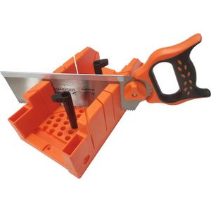 12" Miter Box with Saw Included, Reinforced Steel Back Saw for Accurate Cutting, Preset 90 45 22.5 and 0 Degree Cuts, 4-1/2in x 3in (width x Height) Cutting Capacity