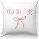 KongMoTree Pink Coquette Bow Christian Pillows Covers, Christian Gifts for Women, Inspirational Bible Verse Pillow Covers, Flannel Pillow Cases Decor for Couch Bedroom Prayer Room - You Got This