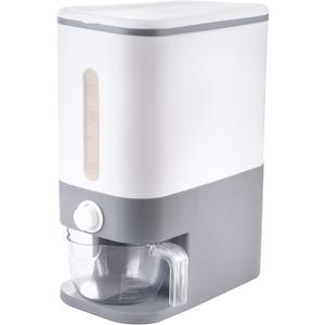 Rubtlamp 22.5-25 Lbs Gray Rice Dispenser, Rice Container with Lid, Rice Storage Container with Measuring Cup, Food Dispenser Rice Container, Storage Container for Cereal, Household Rice Bucket (Grey)