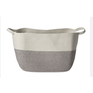 Large Woven Fabric Basket Tan and White 20"