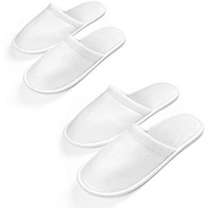 24 Pairs Disposable House Slippers for Guests Bulk Slipper Pack for Hotel Spa Travel Shoeless Home White Closed Toe