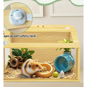 24" Wooden Hamster Cage, Chewproof Gerbil Cages and Habitats, Openable Top Roof Window with Silencing Pad, Guinea Pig Cage for Small Animals, Dwarf and Syrian Hamster, 24 x 16 x 16 Inches