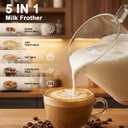 5-in-1 Electric Milk Frother, Removable Milk Frother and Steamer One-Touch for Hot and Cold Milk Froth Latte/Cappuccino/Hot Chocolate, 600W Milk Frother, Dishwasher-Safe BPA Free (black)