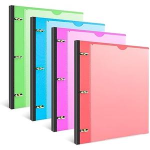 INFUN Telescoping 3 Ring Binder - 4PCS, Flexible Round Binder with Customizable Front Cover and Clear Catalog Pocket, Holds 8.5x11 inch Paper