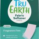 Tru Earth In Wash Fabric Softener Sheets, Unscented, 80 Strips | Up to 160 Loads, Liquid Fabric Softener Alternative, For All Washing Machines, Helps Reduce Static, Hypoallergenic