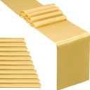 SiinvdaBZX 12 Pcs Gold Satin Table Runner 12 x 108 inches Long, Bright Smooth Satin Wedding Table Runner Decorations for Birthday Parties, Buffet, Banquets, Graduations, Engagements