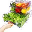 YINGRACE 10 Pack Fridge Organizer Bins, Stackable Refrigerator Organizers and Storage, With a Pull-out Large Drawer, BPA-Free Clear Containers For Fruit, Vegetable, Drinks