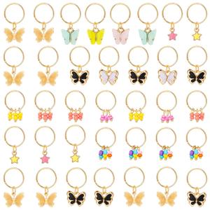 WILLBOND 18 Pieces Colorful Butterfly Hair Jewelry for Braids Gold Braid Hair Rings Clips Christmas Xmas Gifts Lock Dreadlock Braid Charms for Women Jewelry Summer Accessories(Classic Style)