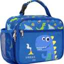 Bagseri Kids Lunch Bag Boys - Thermal Insulated Lunch Box Tote with Water Bottle Holder, Reusable Leak-Proof Kids Lunch Box for Daycare & School, Blue Cute Dinosaur