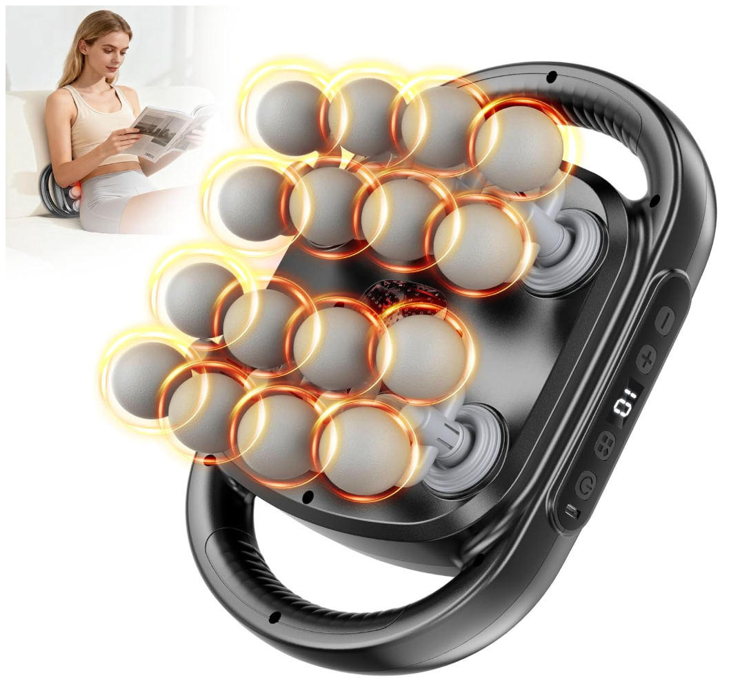 Beyn New 16Head Massage Gun Set  16 Gray Heads Included, 30 Speed Levels, Deep Tissue Massage for Back/Leg/Foot Muscle Relaxation, Portable Design